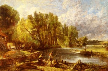  Constable Canvas - The Young Waltonians Romantic landscape John Constable stream